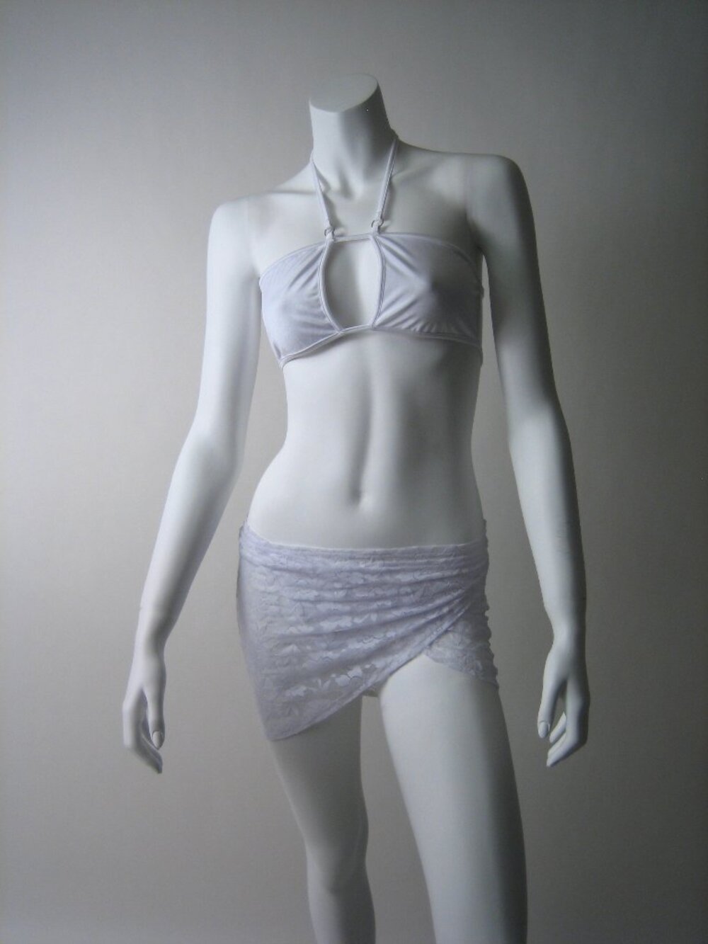 New White Bikini with Lace Cover Up (474021)